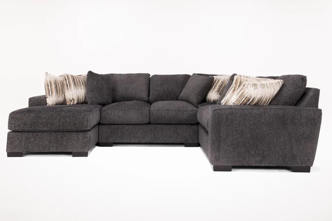 Oracle Tux Loveseat Chaise Sectional In Envy Ebony, Left Facing, Down