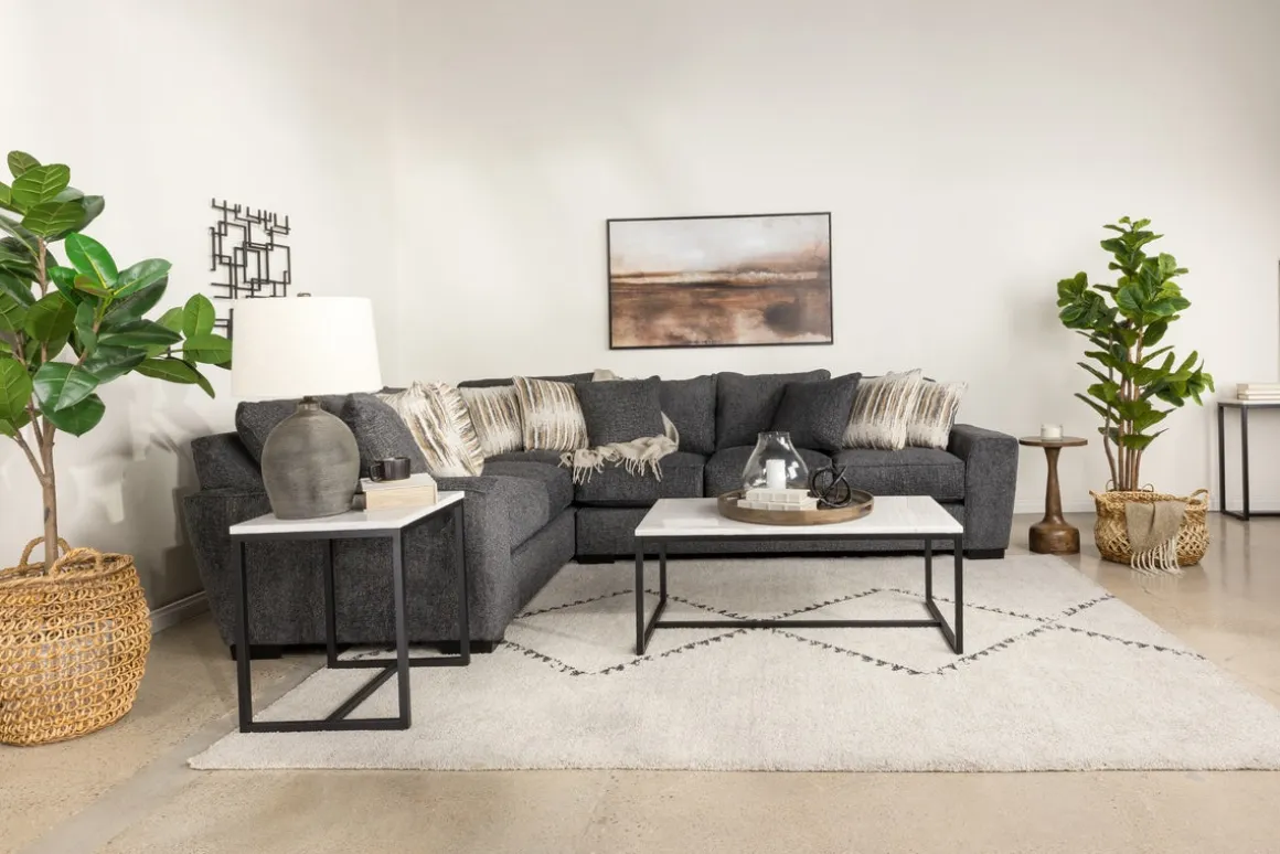 Oracle Tux Sofa Sectional In Envy Ebony, Left Facing, Down