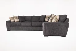 Oracle Tux Sofa Sectional In Envy Ebony, Left Facing, Down