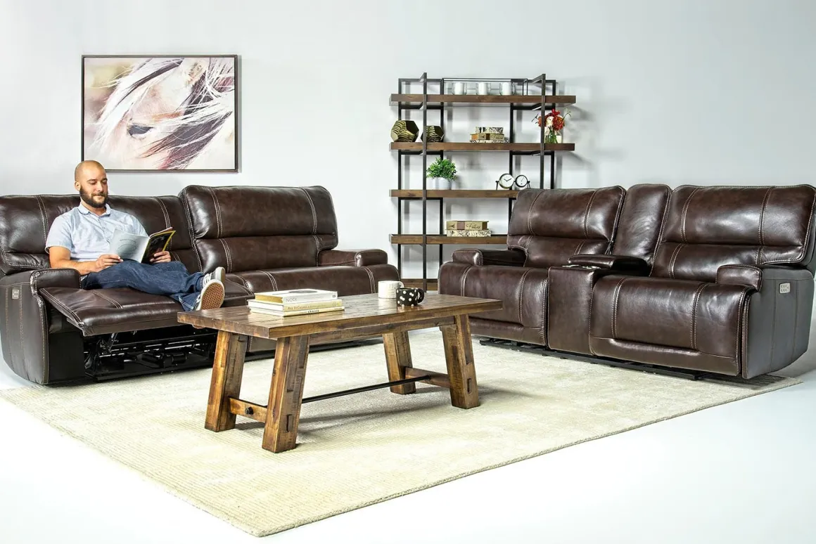 Oslo 3 Power Sofa In Brown Leather
