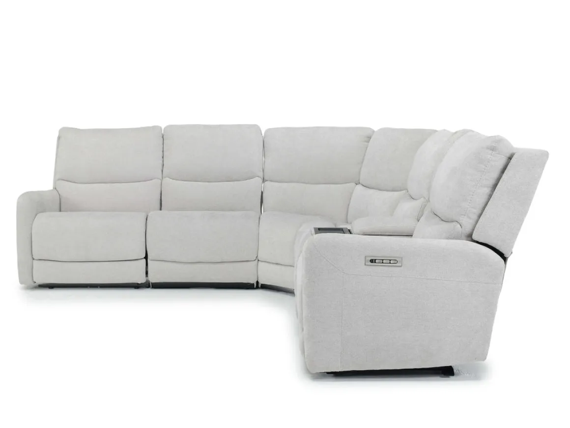 Palencia 6 Piece 3 Power Sectional W/ 3 Power Armless Recliner In Trento Dove