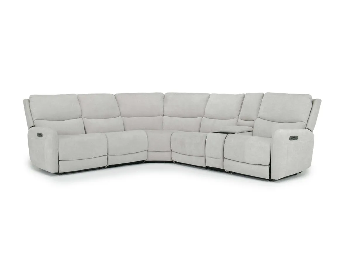 Palencia 6 Piece 3 Power Sectional W/ 3 Power Armless Recliner In Trento Dove