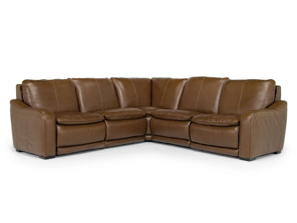 Paradise 5 Piece 2 Power Sectional In Chestnut Leather