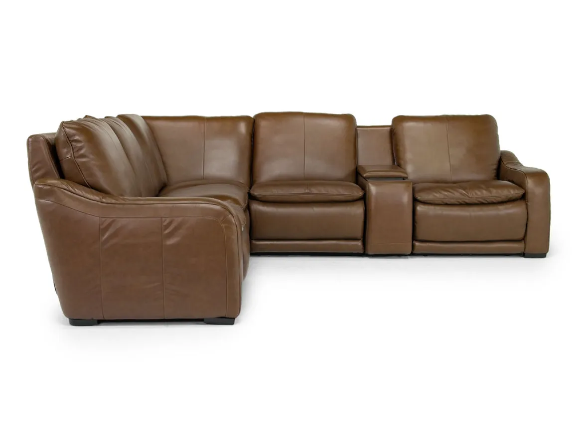 Paradise 6 Piece 2 Power Sectional W/ 2 Power Armless Recliner In Chestnut Leather
