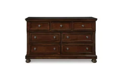 Porter Panel Bed, Dresser, Mirror & Nightstand In Rustic Brown, Queen