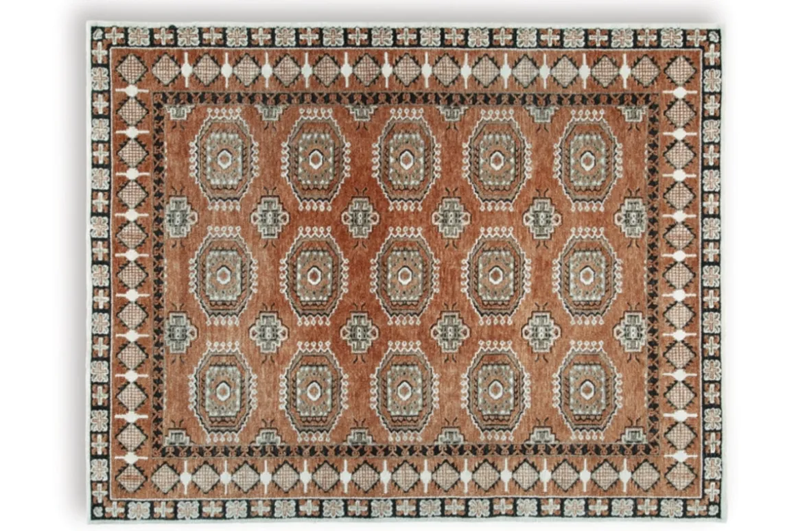 Qaabiz Rug In Sienna/Ivory/Black, 8x10