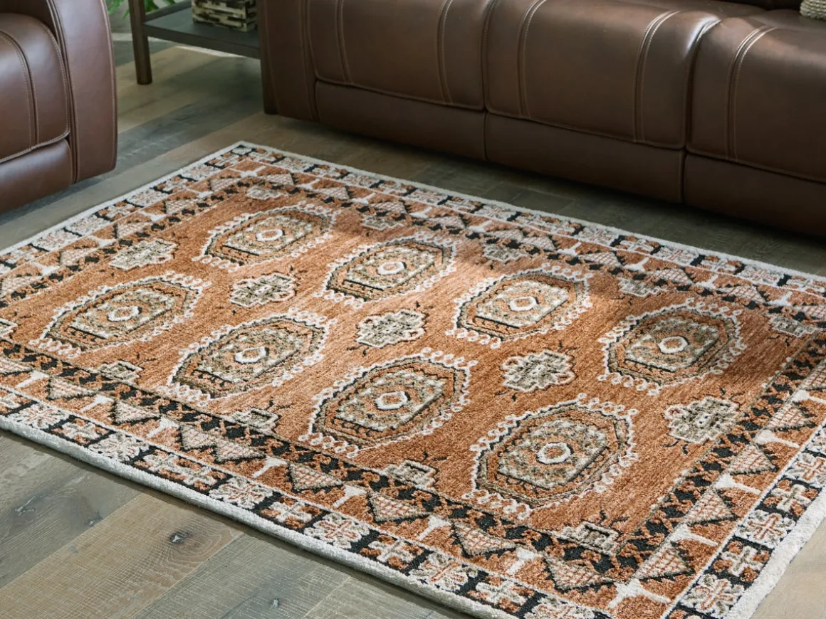 Qaabiz Rug In Sienna/Ivory/Black, 8x10