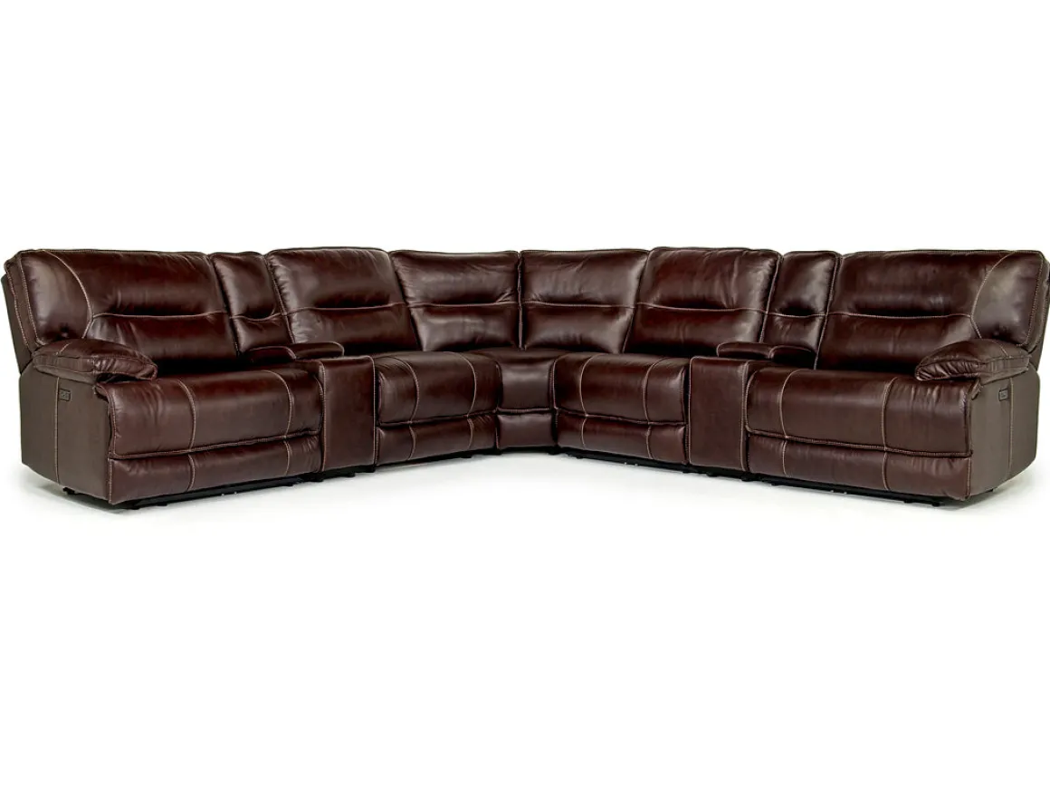 Retreat 7 Piece Power Sectional W/ Power Armless Recliner In Charcoal