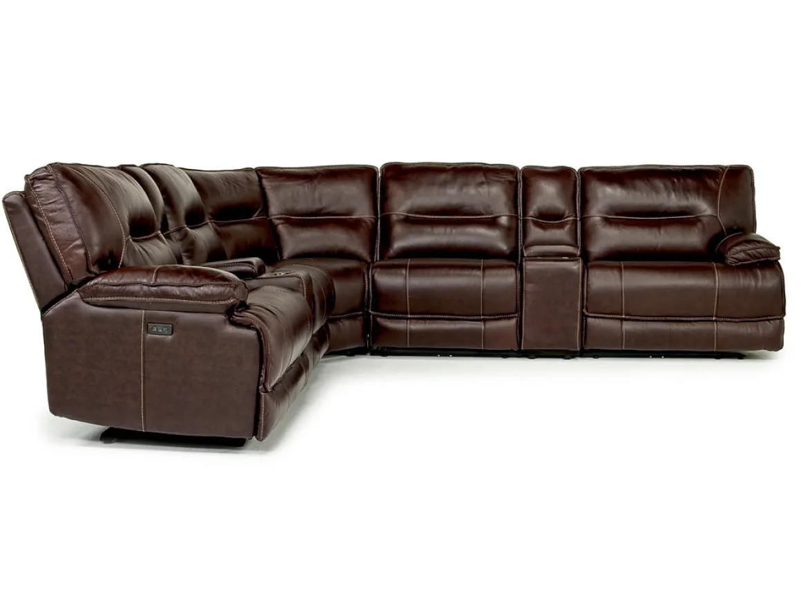 Retreat 7 Piece Power Sectional W/ Power Armless Recliner In Charcoal