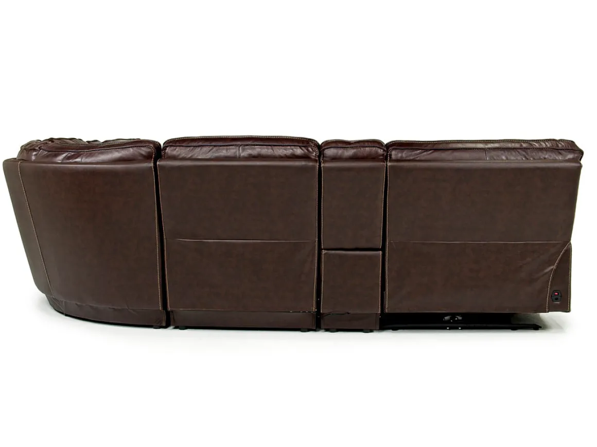 Retreat 6 Piece Power Sectional W/ Power Armless Recliner In Cognac Leather