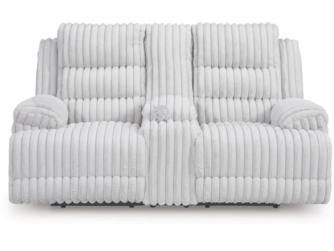 Rhine Falls Power Console Loveseat In Alloy