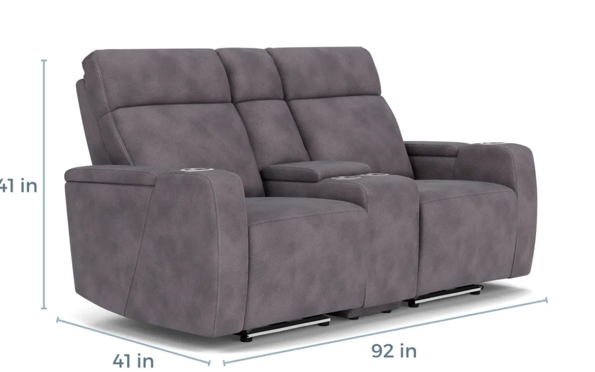 Rhys 2 Power Console Loveseat In Gray