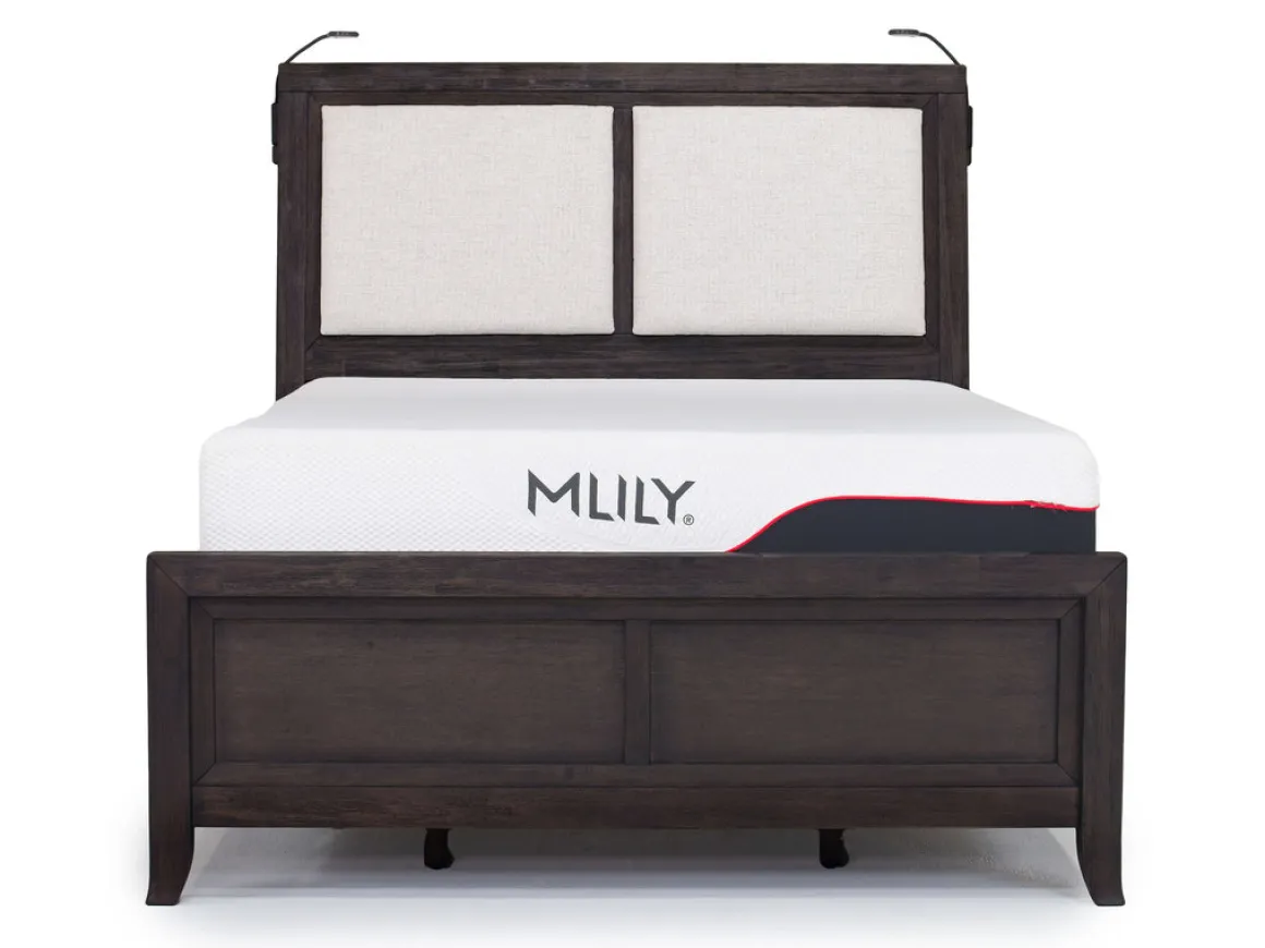 Riley Bookcase Bed, Dresser, Mirror & Nightstand In Carbonite, Ca King