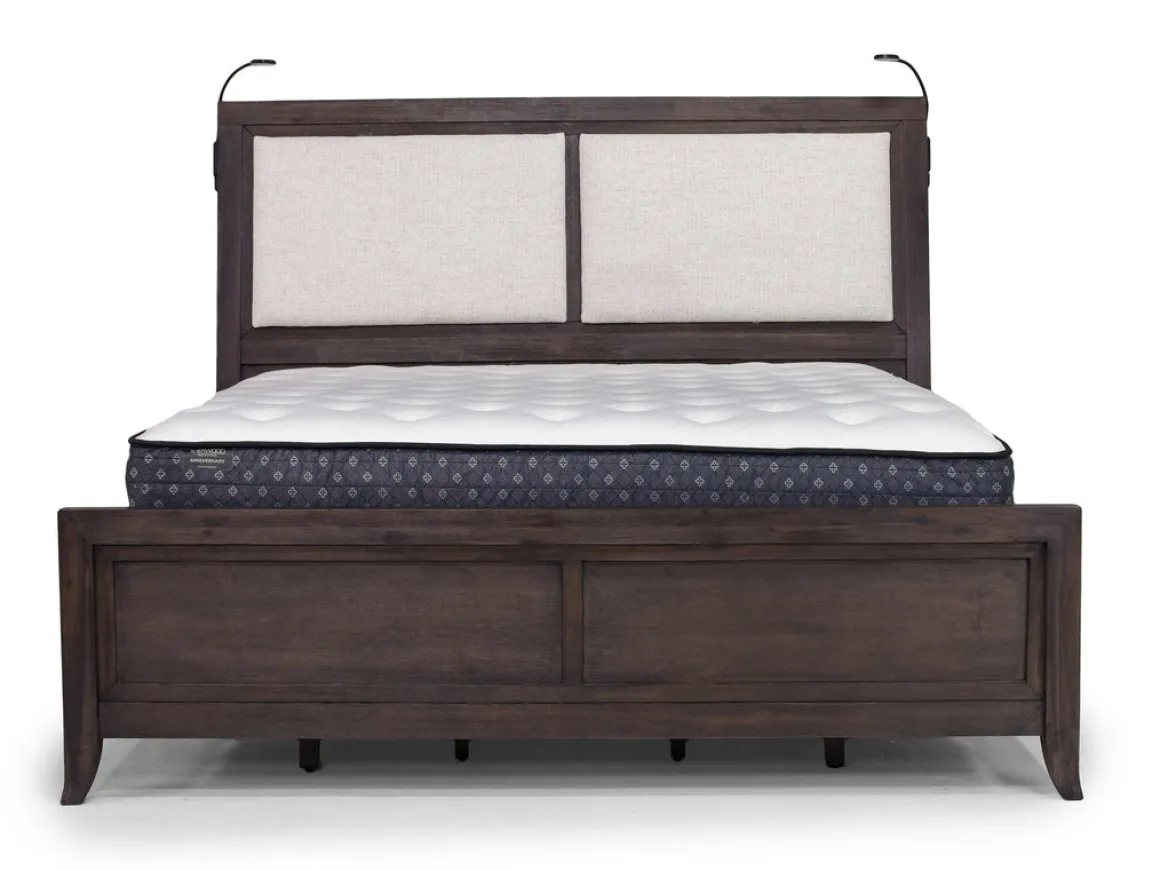 Riley Bookcase Bed, Dresser, Mirror & Nightstand In Carbonite, Ca King