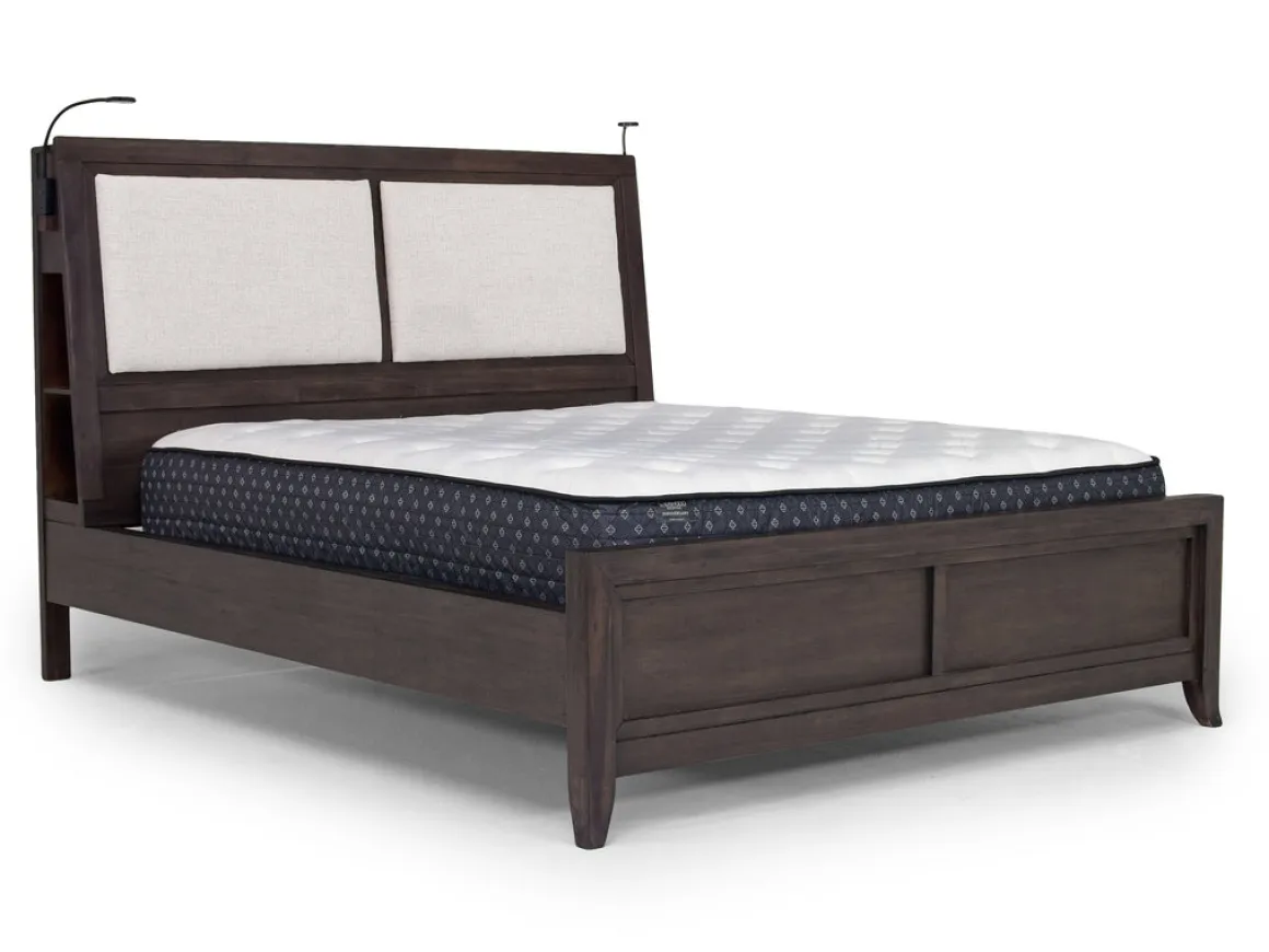 Riley Bookcase Bed, Dresser, Mirror & Nightstand In Carbonite, Ca King
