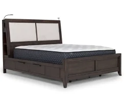Riley Bookcase Bed, Dresser, Mirror & Nightstand In Carbonite, Ca King