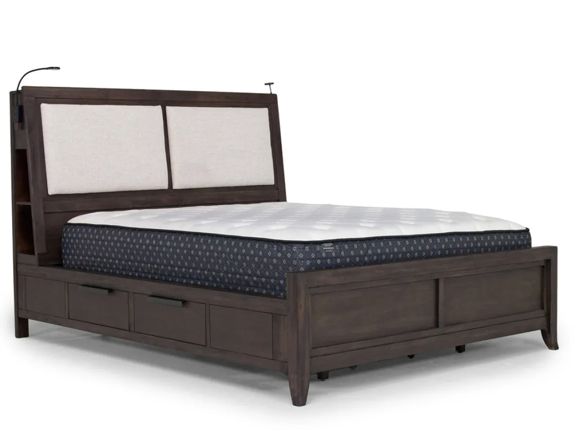 Riley Bookcase Bed, Dresser, Mirror & Nightstand In Carbonite, Ca King