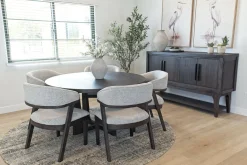 Riley Round Dining Table & 5 Chairs In Carbonite
