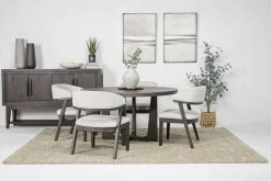 Riley Round Dining Table & 4 Chairs In Carbonite