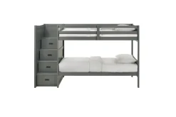 Sami Bunk Bed W/ Storage Steps In Espresso, Twin/Twin, Right Facing