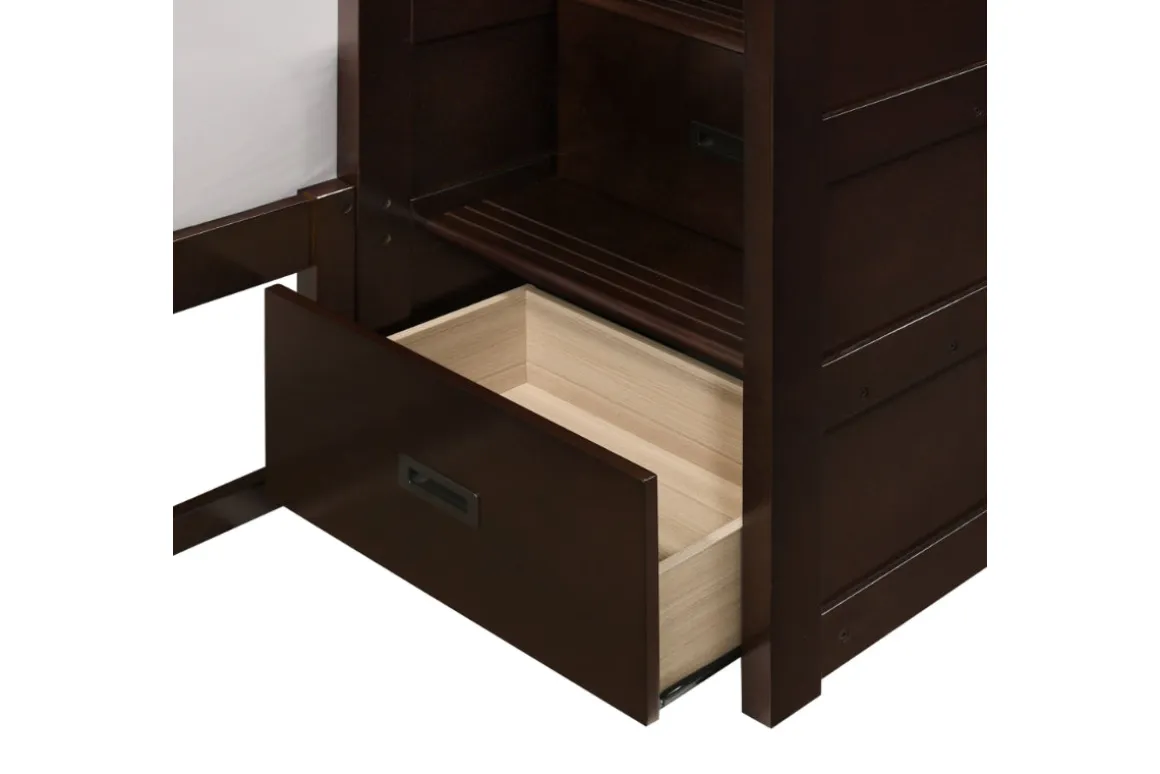 Sami Bunk Bed W/ Storage Steps In Espresso, Twin/Twin, Right Facing