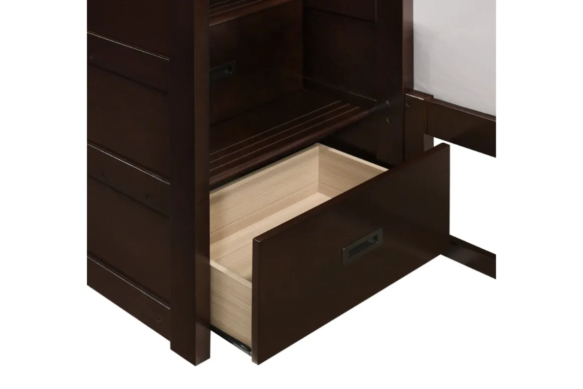 Sami Bunk Bed W/ Storage Steps In Espresso, Twin/Twin, Right Facing