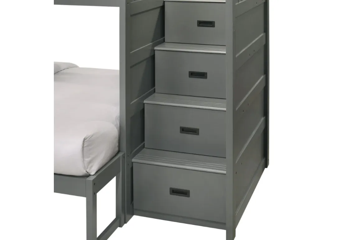 Sami Bunk Bed W/ Storage Steps In Espresso, Twin/Twin, Right Facing