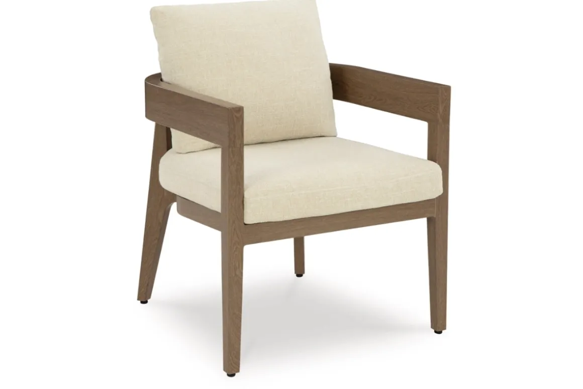 Serene Bay Outdoor Dining Table & 6 Arm Chairs In Dark Brown