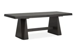 Shelby Pedestal Dining Table, 4 Side Chairs & Bench In Dark Brown