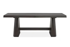 Shelby Pedestal Dining Table, 4 Side Chairs & Bench In Dark Brown