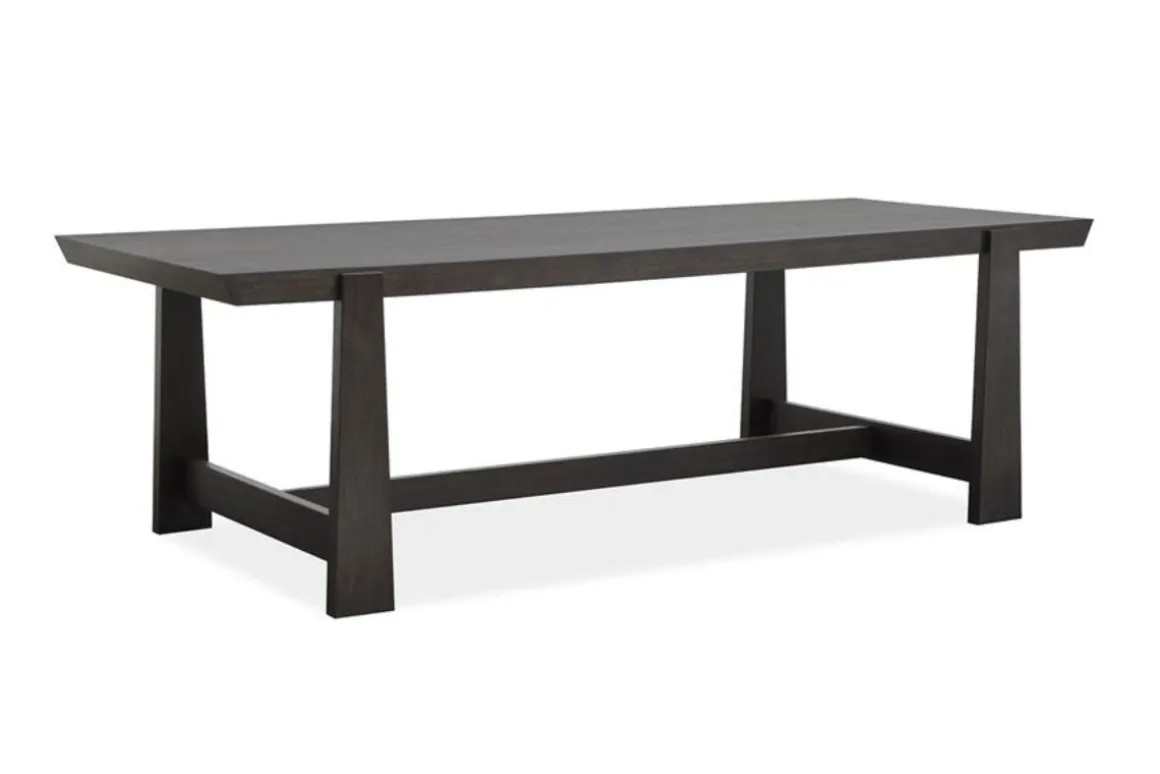 Shelby Trestle Dining Table, 4 Wood Back Chairs & 2 Upholstered Chairs In Coffee Bean