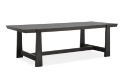 Shelby Trestle Dining Table, 4 Wood Back Chairs & Bench In Coffee Bean