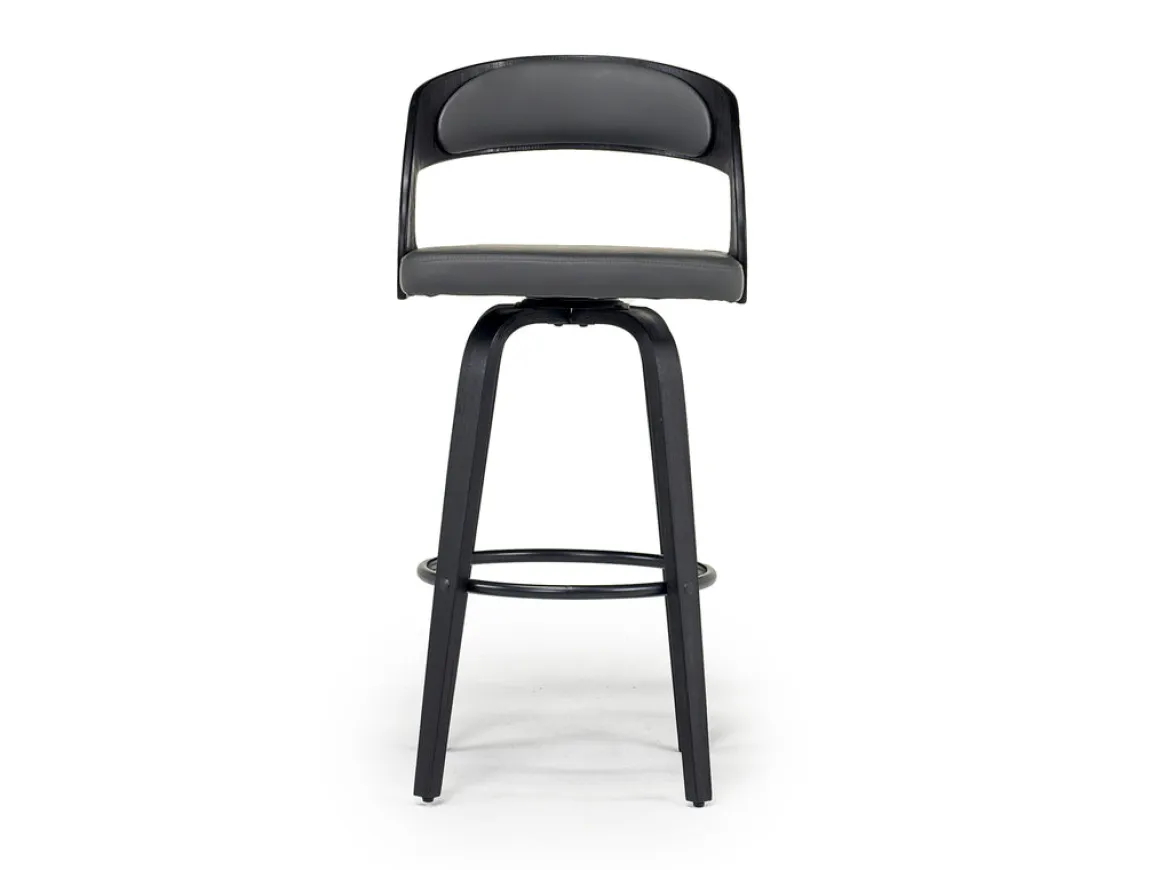 Shelly Swivel Barstool In Black & Gray