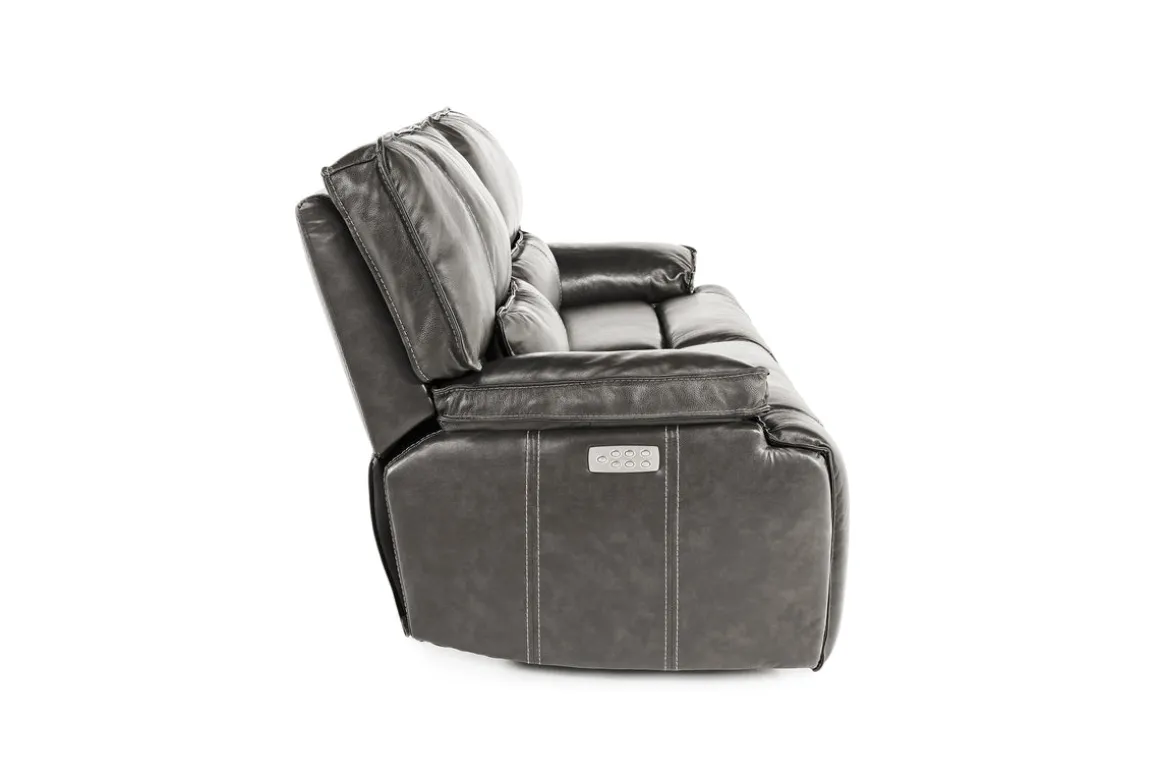 Sofia 3 Power Sofa In Brown Leather