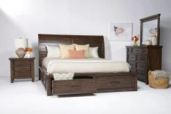 Sonora Sleigh Bed W/ Storage In Brown, Queen