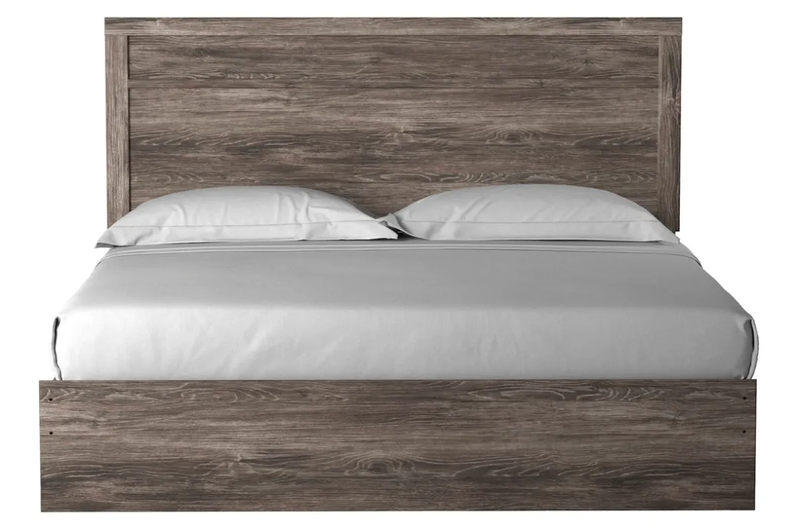 Stelsie Panel Bed, Dresser, Mirror & Nightstand In Gray, Full