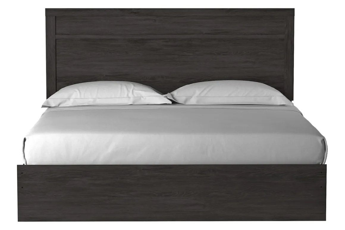 Stelsie Panel Bed, Dresser, Mirror & Nightstand In Gray, Full