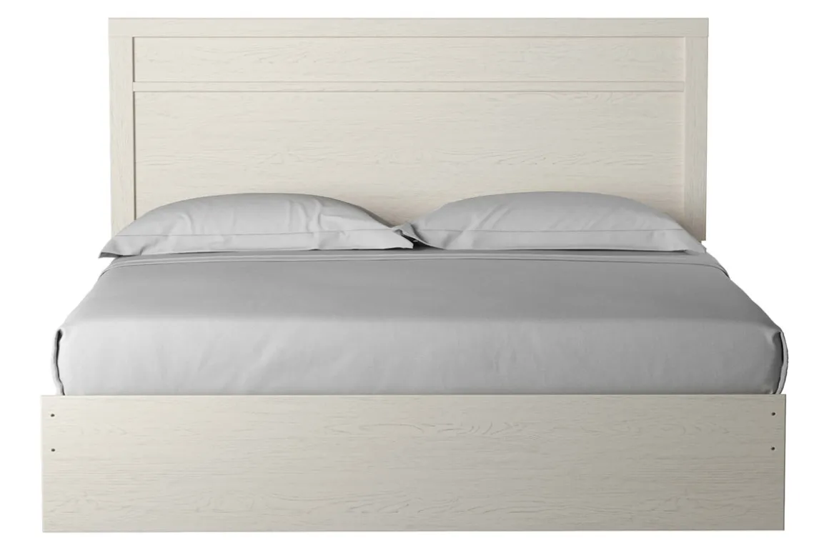 Stelsie Panel Bed, Dresser, Mirror & Nightstand In Gray, Full