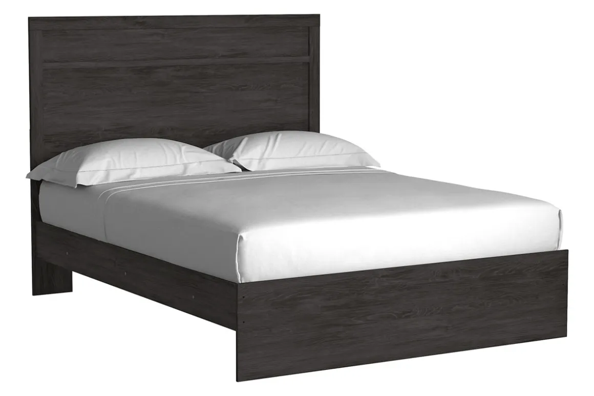 Stelsie Panel Bed, Dresser, Mirror & Nightstand In Gray, Full