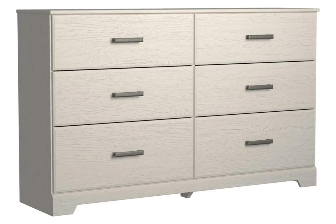 Stelsie Panel Bed, Dresser, Mirror & Nightstand In Gray, Full