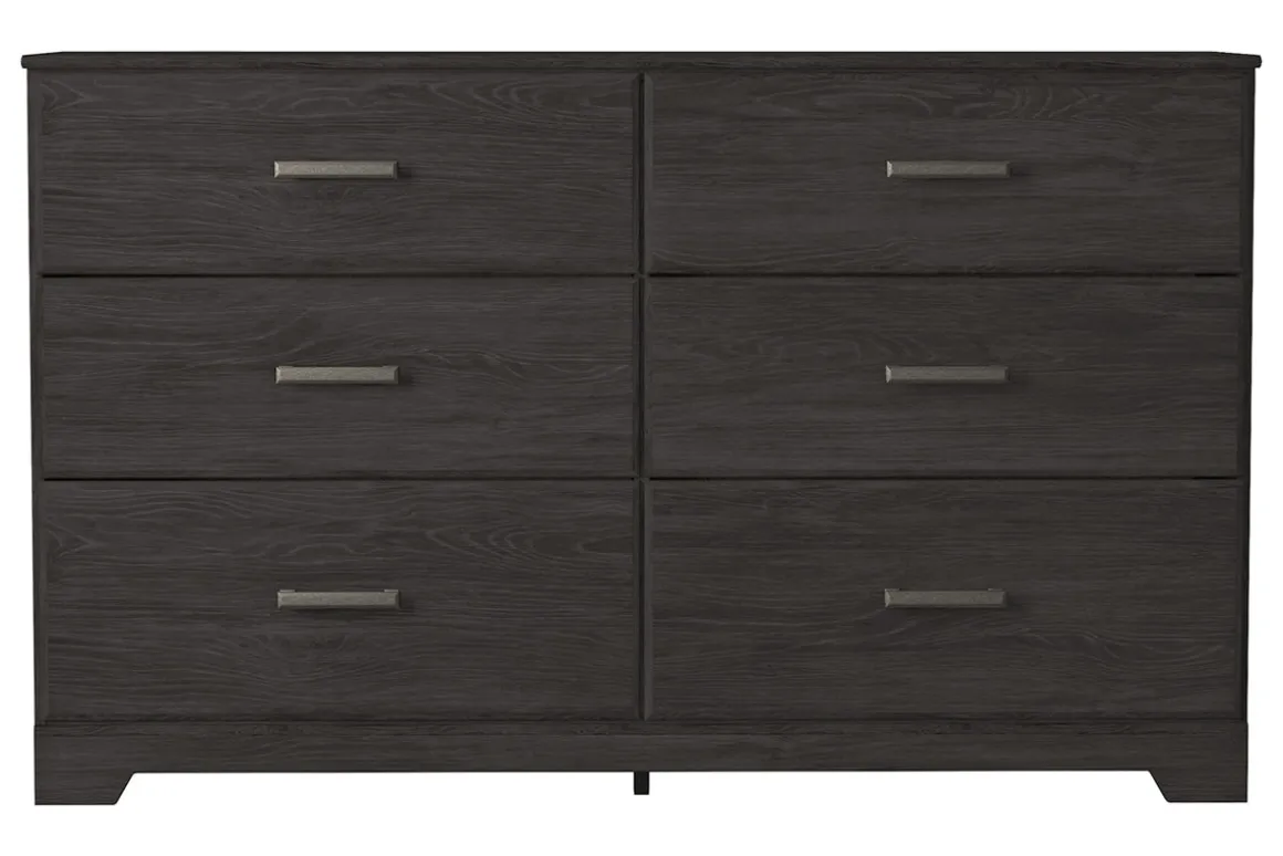 Stelsie Panel Bed, Dresser, Mirror & Nightstand In Gray, Full