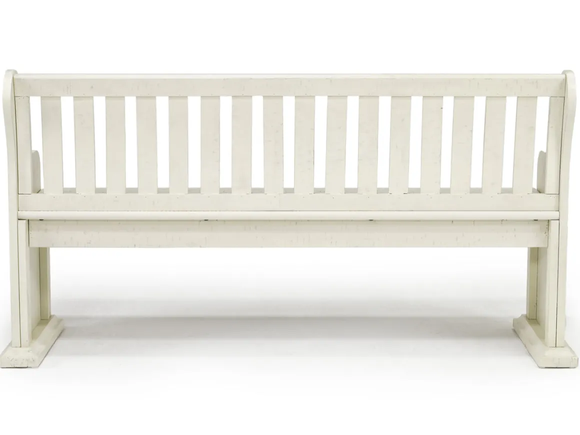 Stone Dining Bench W/ Storage In White