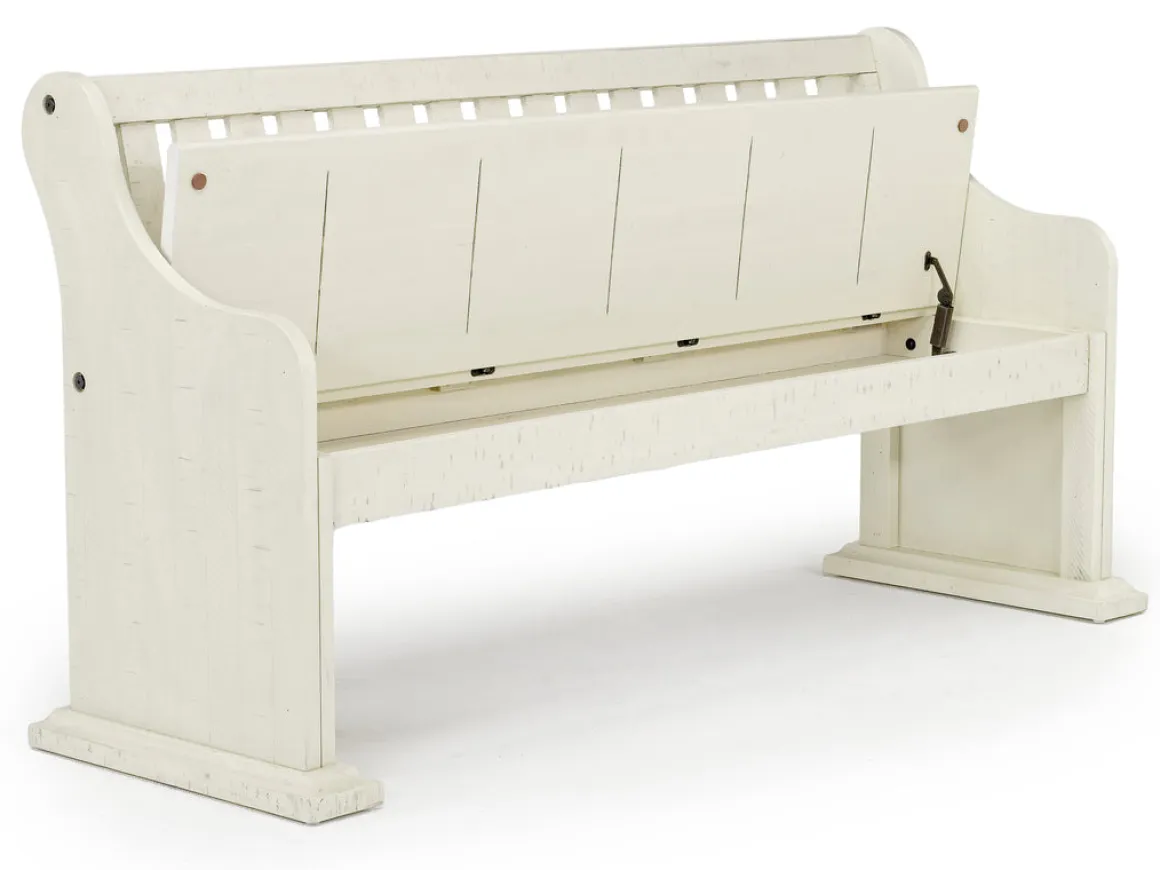 Stone Dining Bench W/ Storage In White