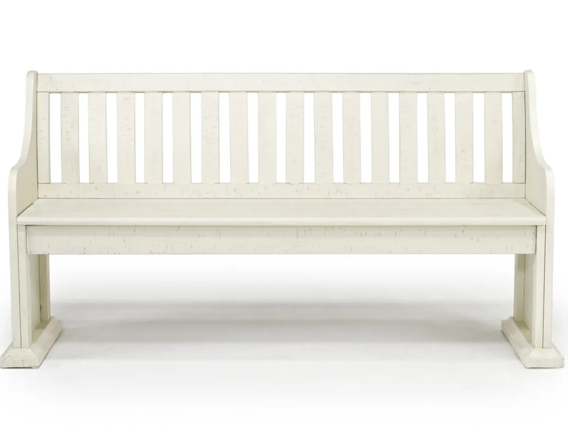 Stone Dining Bench W/ Storage In White