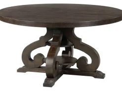 Stone Round Dining Table & 4 Chairs In White, Upholstered Slat