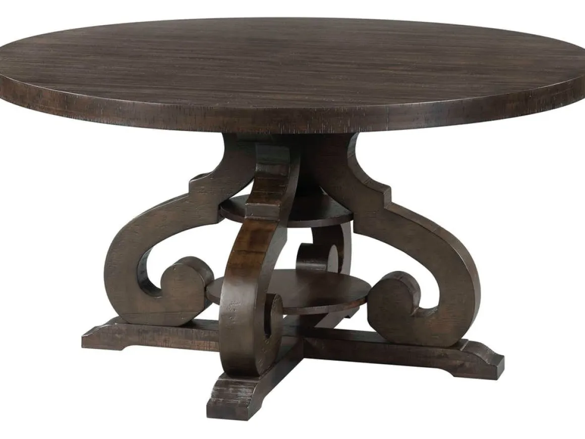 Stone Round Dining Table & 4 Chairs In White, Upholstered Slat