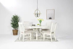 Stone Side Chair In White, Upholstered Slat