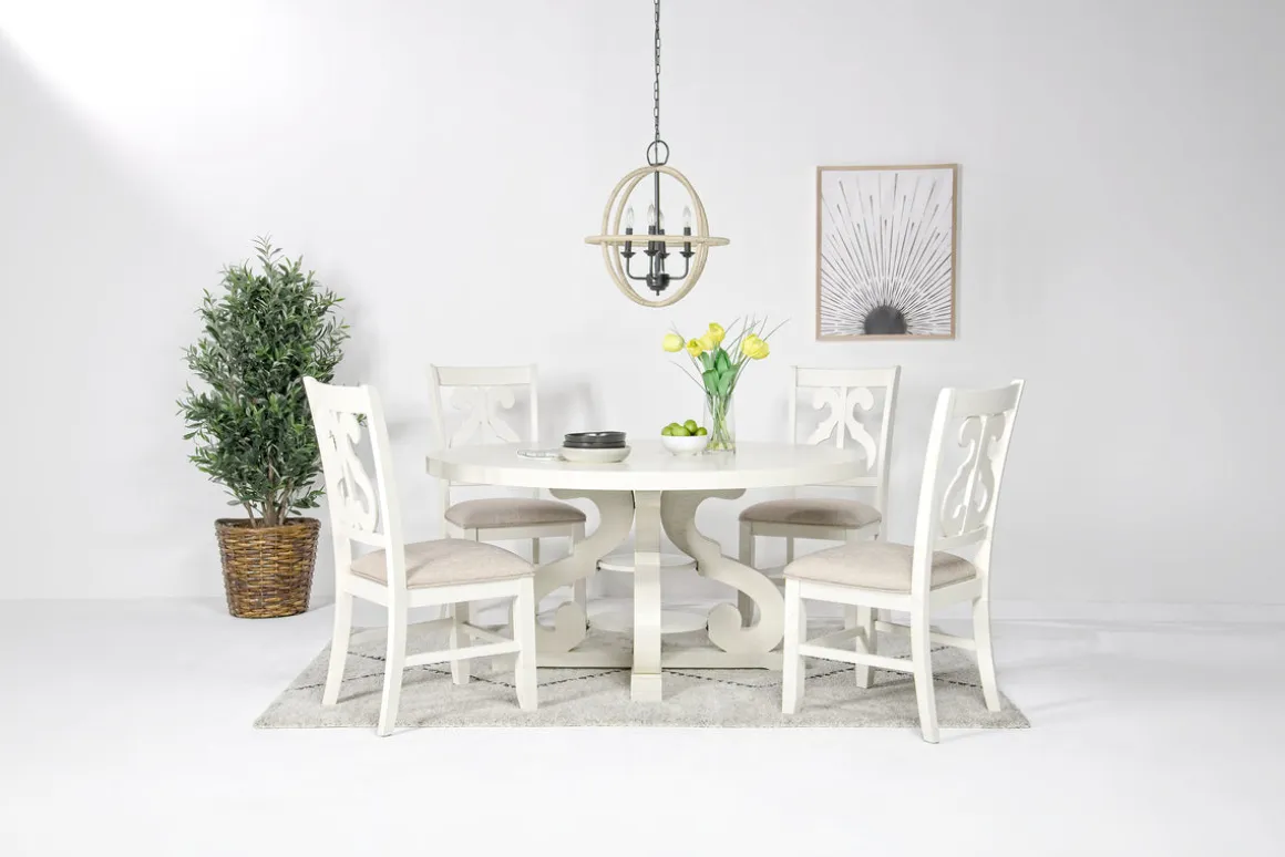 Stone Side Chair In White, Upholstered Slat