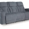 Studio Cave 2 Power Sofa W/ Drop Down Table In Steel