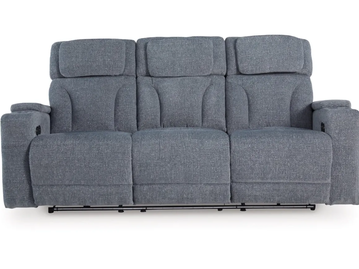 Studio Cave 2 Power Sofa W/ Drop Down Table In Steel